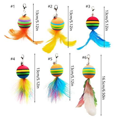Jouet coloré pour chats, Simulation amusante, plumes, avec-5 1