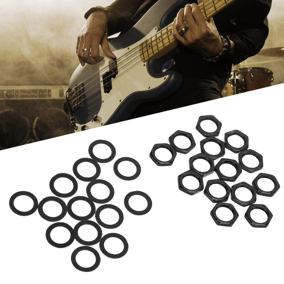 G3/8 Female Thread Metal Nut Washer Kit For Electric Guitar Bass Black 3371376374451