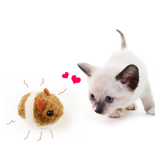 Pull String Mouse Vibrating Movable Interactive Toy Fluffy Plush 1