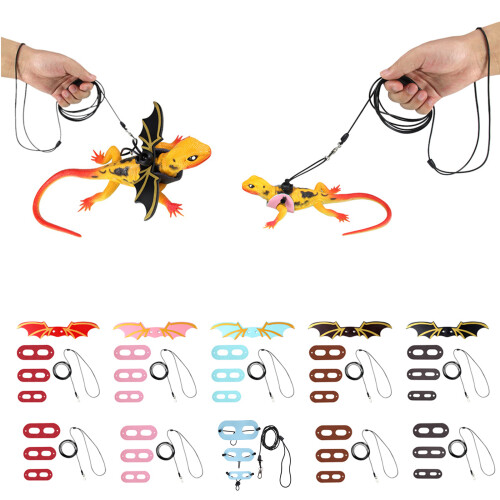 3 Packs Adjustable Bearded Dragon Harness-coffee With wings 2