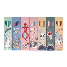 Lápis HB multiuso ecológicos com borracha para aprendizado infantil, escrita mais suave, cores do arco-íris, material escolar, design colorido.