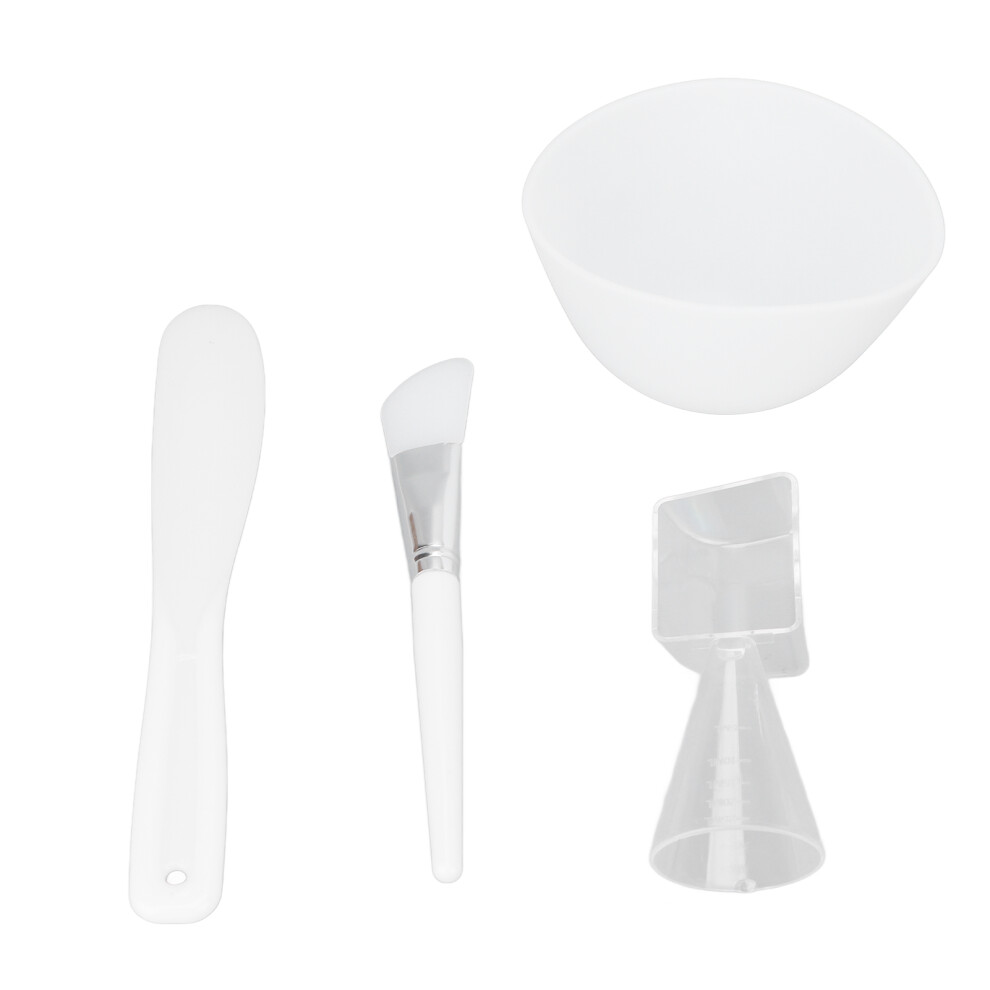 4pcs Silicone Face Mask Bowl Set with Measuring Spoons & Spatula White