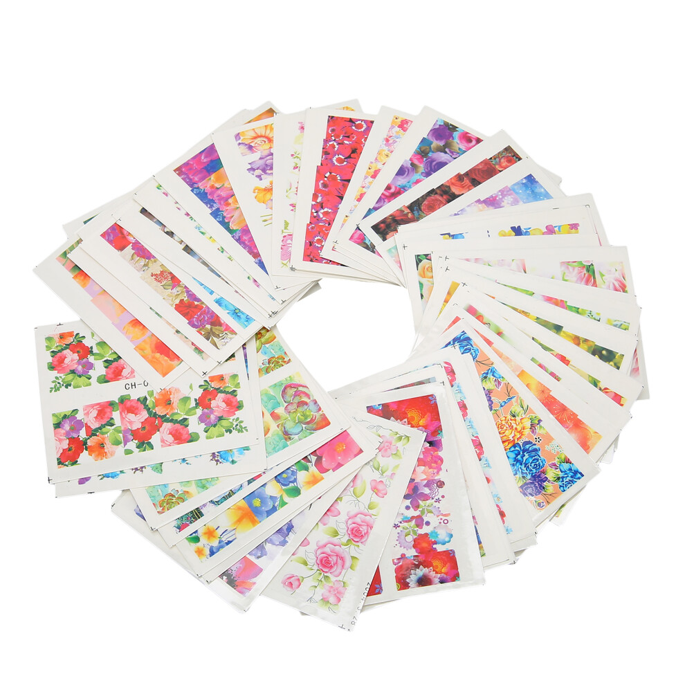Water Transfer Nail Decals Holographic Flower Nail Art Stickers Floral Butterfly Bird Design Non Toxic Environmentally Friendly Materials Fashionable