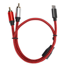 Cábla Fuaime Tarchuir USB C go RCA Ardchaighdeáin, Plátáil Óir Mharthanach le haghaidh Aimplitheoir Amharclann Baile, DVD, Cainteoirí, Fón