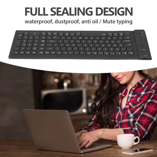 Foldable Silicone Keyboard 108 Keys Waterproof Bluetooth 3.0 Black 2