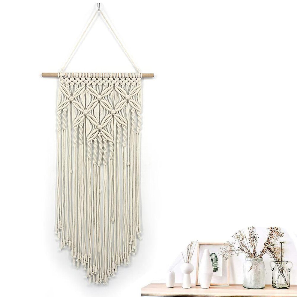 Elegant Design Macrame Wall Hanging, Handcrafted Symmetrical Design Cotton Cord Bohemian Style Home Decoration Textured Walls for Baby Nursery (15.7"