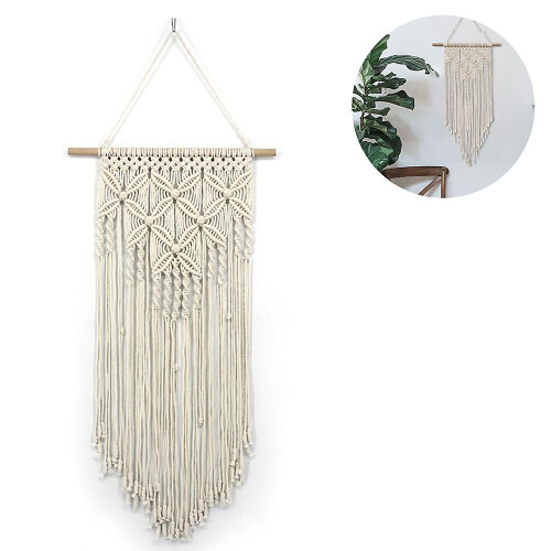 Μακραμέ από φυσικό βαμβάκι, διακόσμηση boho με χειροποίητο μακραμέ, κομψές φούντες 1