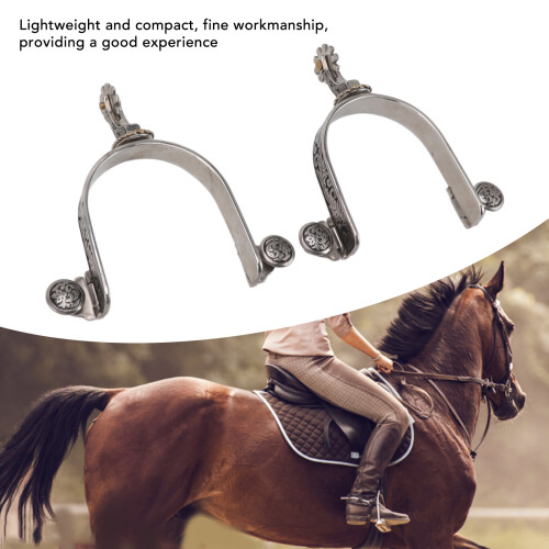 Stainless Steel Cowboy Spur with Leaf Pattern, 13.5cm Riding Boot Spurs 2