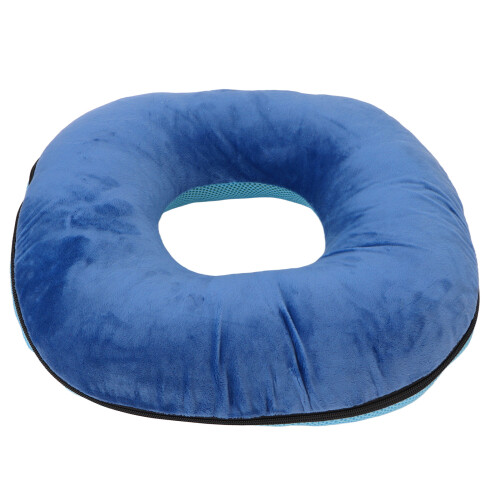 Dark Blue Donut Pillow, Soft Breathable, Waterproof, 14" Diameter 1