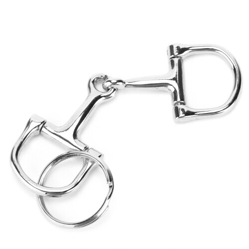 Silver Equestrian Horse Snaffle Bits Keychain DShaped Durable ZineAlloy