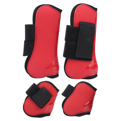 Horse Tendon Boots Red M Thick PU Shell Leg Protector for Riding 1