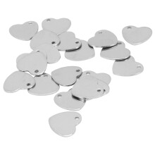Set of 20 Stainless Steel Heart Pet ID Tags for Dogs Cats 13x14mm Silver