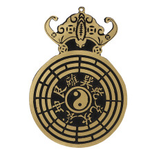 Pendaglio decorativo a forma di pipistrello in ottone con Bagua, diametro 10,3 cm, charm Feng Shui portatile