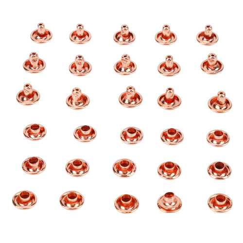 Leather Rivet Kit Rapid Rivet Metal Button Rivets Decorative Rivets For DIY Leather Crafts Double Cap Design Electroplated Strong Luster Rust Proof 2