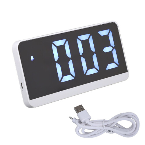 Digital Alarm Clock Voice Control Brightness LED Mirror Modern Desktop Clock 1