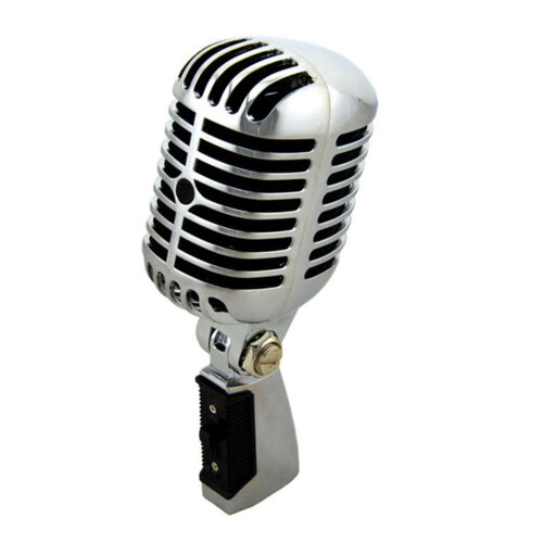 Microphone Vocal dynamique Vintage, aspect métallique-Argent