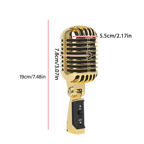 Microphone Vocal dynamique Vintage, aspect métallique-Argent 1