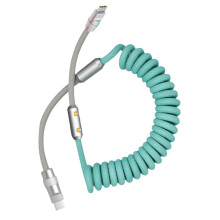 Flexibles Feder-Datenleitungs-Ladekabel, 120 W,-Grüngrau TypeC