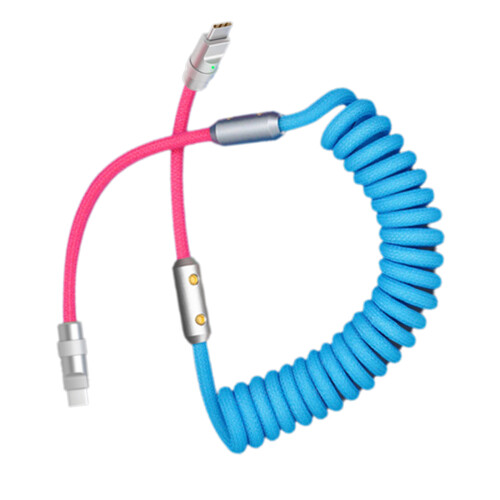 USB-C-Schnellgeschwindigkeits-Federdatenkabel,-Blau-Rosa TypeC