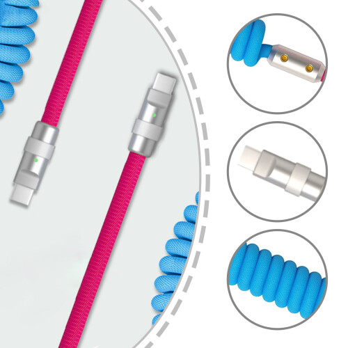 USB-C-Schnellgeschwindigkeits-Federdatenkabel,-Blau-Rosa TypeC 2