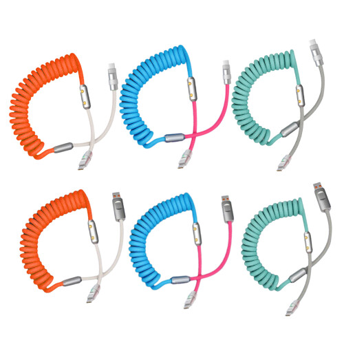 USB-C-Schnellgeschwindigkeits-Federdatenkabel,-Blau-Rosa TypeC 1