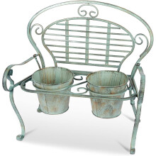 AH Vintage Wrought Iron Bench Planter w/ 2 Pots