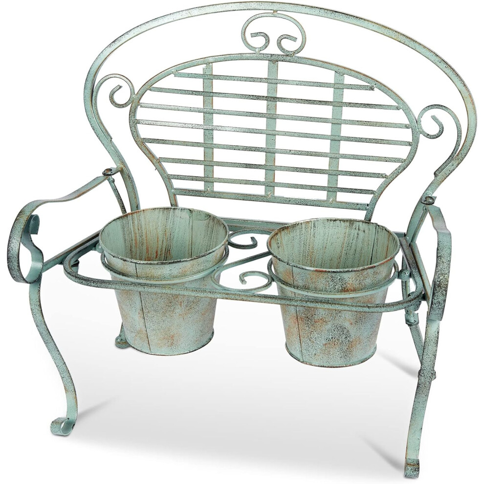 AH Vintage Wrought Iron Bench Planter w/ 2 Pots-image-OPC-PPTMP9M-NEW