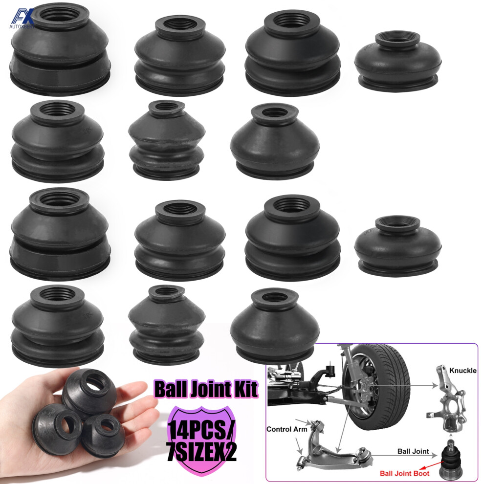 14X Multipack Universal Car Suspension Steering Ball Joint Rubber Dust Boot Cover Track Tie Turn Rods Ends Set Parts Accessories 6935161544954