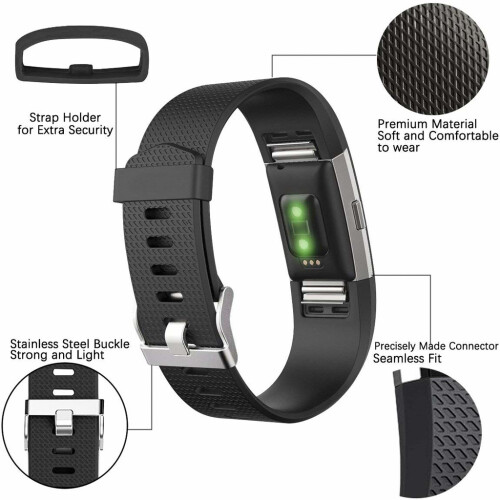 Fitbit Charge 2 Armband 3er-Pack (S) Black/Gray/White 1