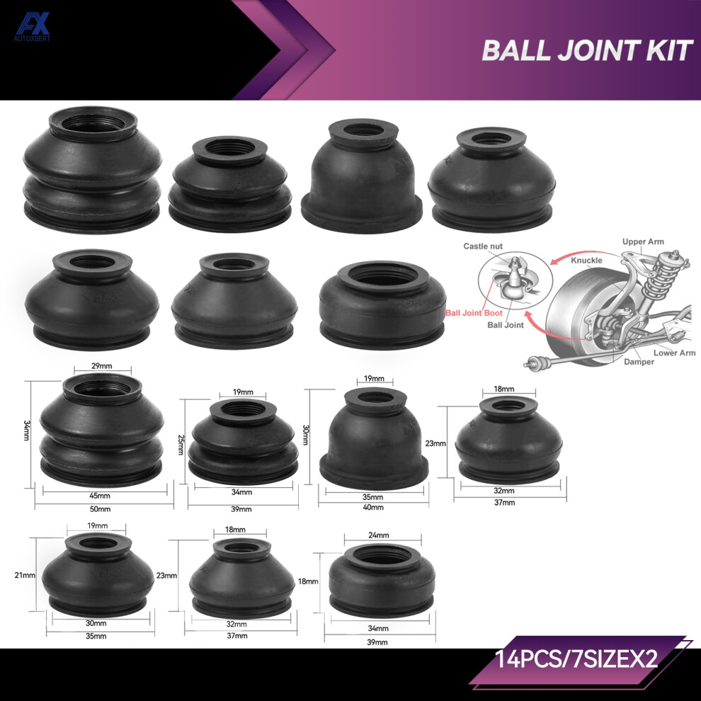 14X Universal Ball Joint Turn Rods Rubber Boot Dust Cover Replacement Control Arm Protector Car Suspension Steering Accessories 6935161544947