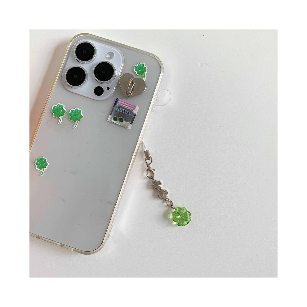 Handmade Beaded Phone Chain Four Leaf Clovers Cellphone Charm Colorful Keyring Ccd Decorative Pendant Cellphone Charm Accessory 6935161544886