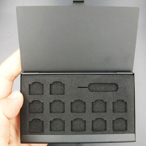 Black Case Memory SIM card Storage Box Universal Protector Holder Aluminum Portable package Storage box for mobile phone 1