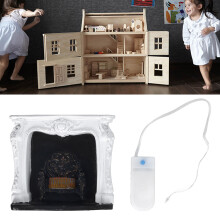 Camino portatile 1:12 Casetta delle bambole in resina con camino LED in stile rococò con controllo a interruttore