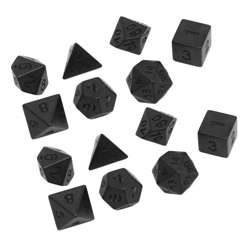 14PCS Black Plastic Polyhedral Dice Set for Board & Puzzle Games