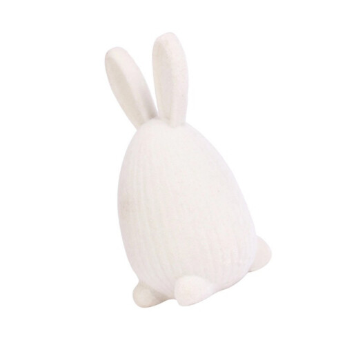 Beflockte Kaninchen-Figur, Moos-Kaninchen-Statue,-milchig