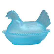 Crystal Glass Chicken Shape Candy Dish,Retro Candy-Matte Blue