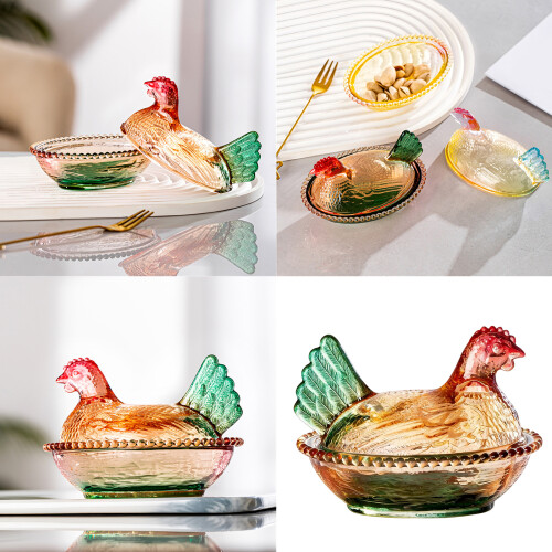 Candy Jar with Lid Hen on Nest Candy Dish,Candy Cookie-Amber 2