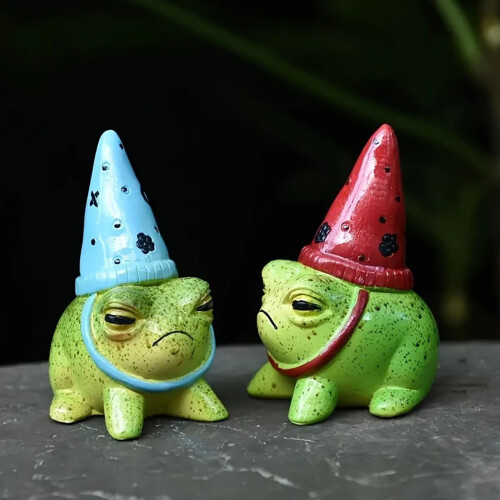 Handbemalte Frösche Figur Modell Skulptur mit-Roter Hutfrosch 1