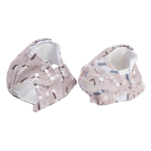 2pcs Reusable Baby Cloth Diapers, Adjustable, Breathable & Polyester