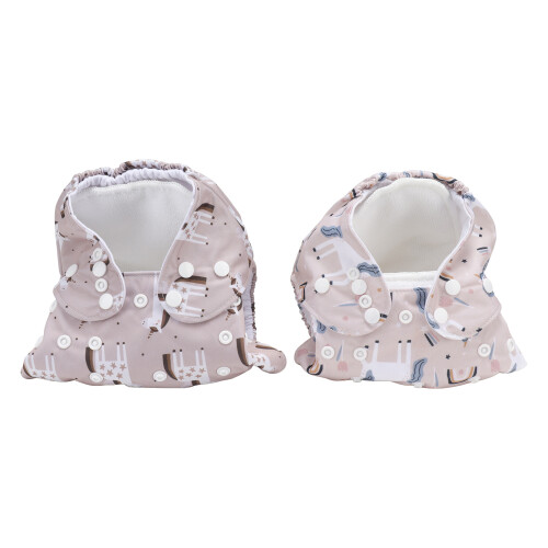 2pcs Reusable Baby Cloth Diapers, Adjustable, Breathable & Polyester 1