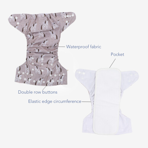 2pcs Reusable Baby Cloth Diapers, Adjustable, Breathable & Polyester 2