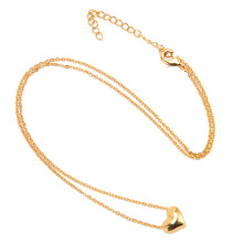Colar minimalista com pingente de coração inchado, delicado pingente de coração aberto banhado a ouro sobre prata de lei, material