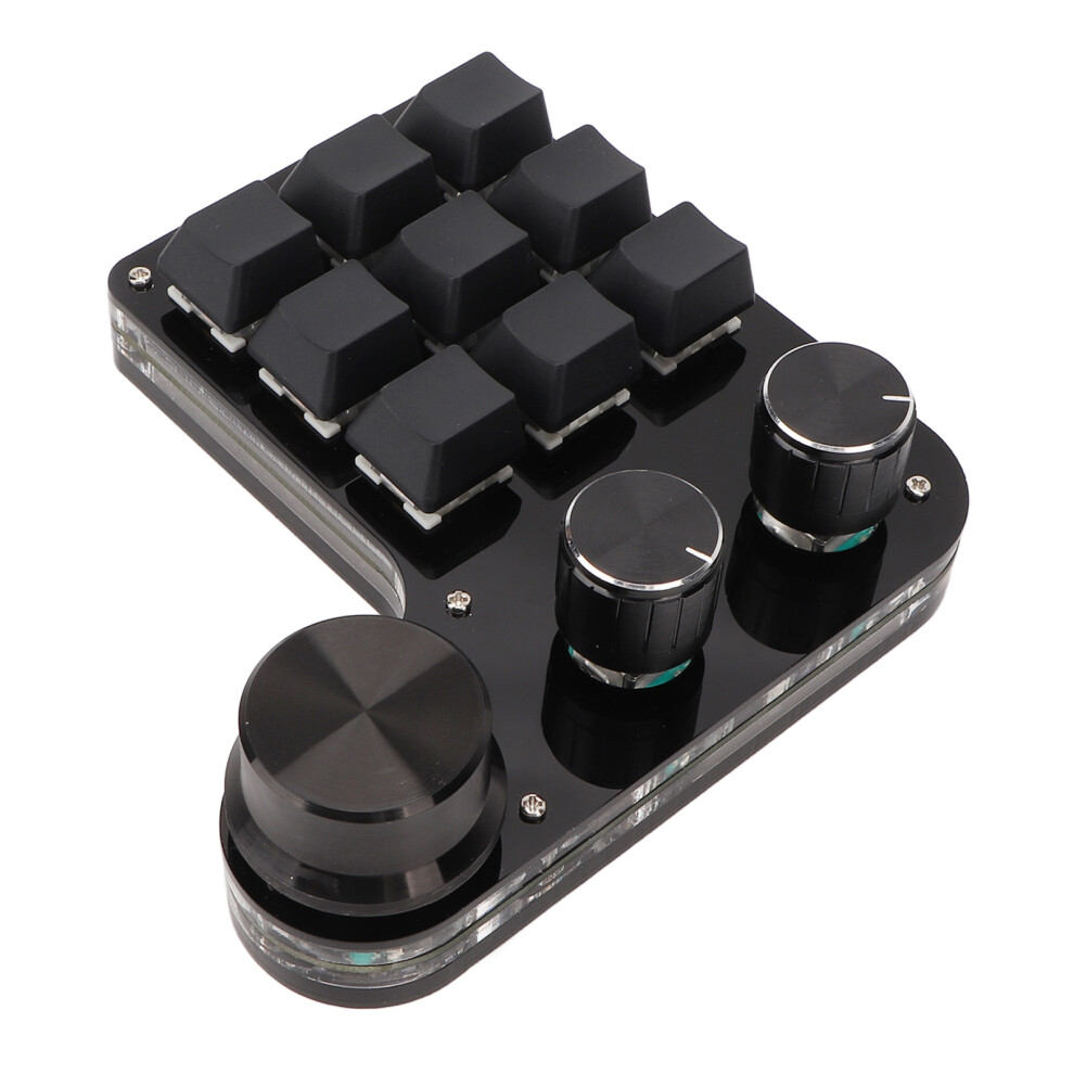 Mini 9-Key Rgb Backlit Programmable Keypad With 3 Knobs For Gaming & Office Blue 5061381122137