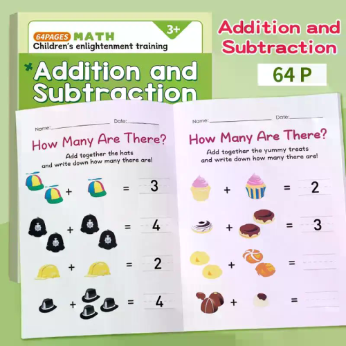 1 Set Fun 64 Page Arithmetic Question Book Addition And Subtraction Exercises Within 10 Picture Column Decomposition Calculation 1