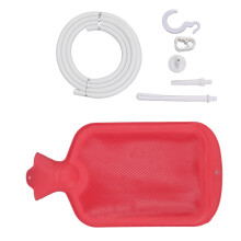 2L Rubber Enema Bag Kit with Corrugated Hose & Hook – Red