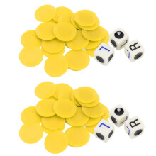 Fun Family Game Set: 16mm LRC Dice with 24 Chips for Gatherings Yellow