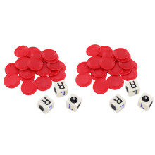 Portable 2 Sets 16mm Left Right Center Dice Game with 3 Dice & 24 Chips