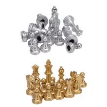 Compact 32 Gold & Silver Chessmen Set with 1.93in King for Travel