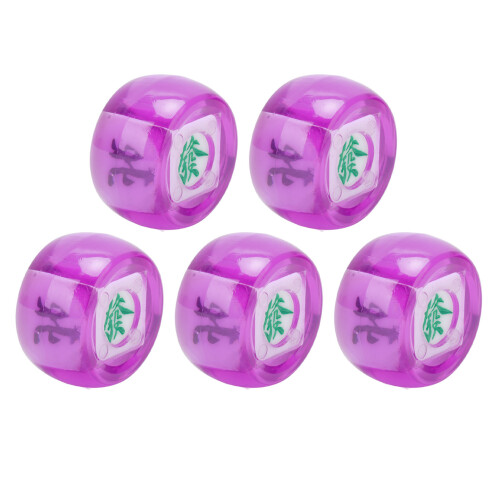 5Pcs Direction Dice Set for Mahjong, Purple, 4.2cm, Plastic