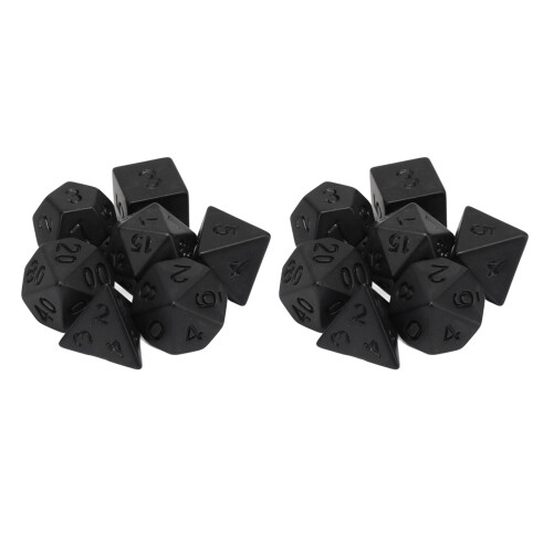 14PCS Black Plastic Polyhedral Dice Set for Board & Puzzle Games 1
